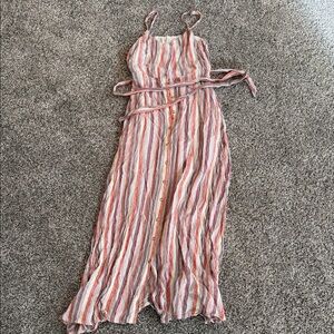 Striped Pink & White Midi Button-Front Sundress